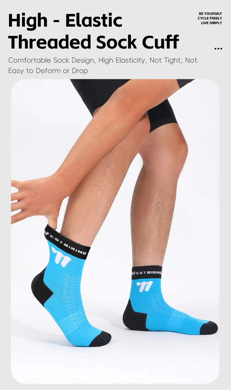 WEST BIKING Fahrradsocken für Männer und Frauen, Schnelltrocknende Sportsocken, 1/2/3 Paar, Atmungsaktive Lauf- und Fahrradausrüstung, EU-Größe 37-43 – Detail 6