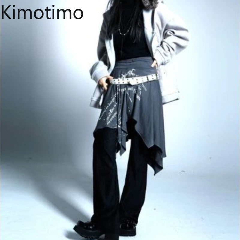 

Kimotimo, нерегулярная юбка с буквенным принтом, женская плиссированная мини-юбка трапециевидной формы в стиле панк с высокой талией, Harajuku Y2k, готическая уличная одежда