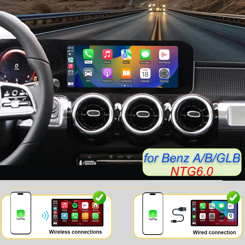 

Wireless carplay Android Auto For Mercedes Benz A B GLB GLA CLA W177 H247 X247 C118NTG6.0 system Reversing Camera Recoder