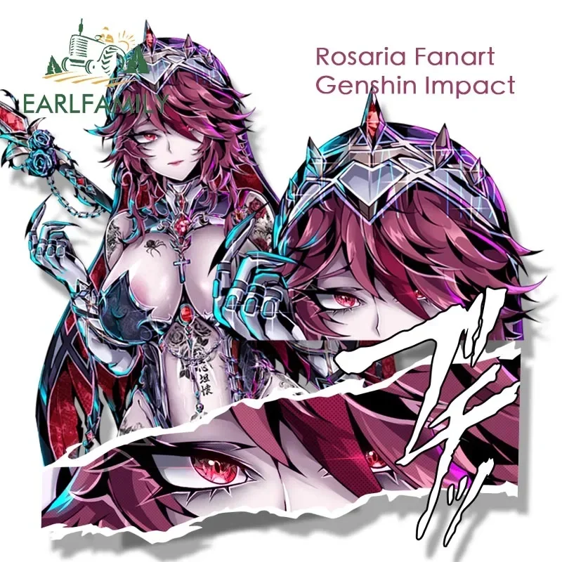 EARLFAMILY Gothic Rosaria Fanart Car Sticker Anime Genshin Impact Waifu Decal JDM Cartoon Peeker Girl Graffiti Slap Stickers