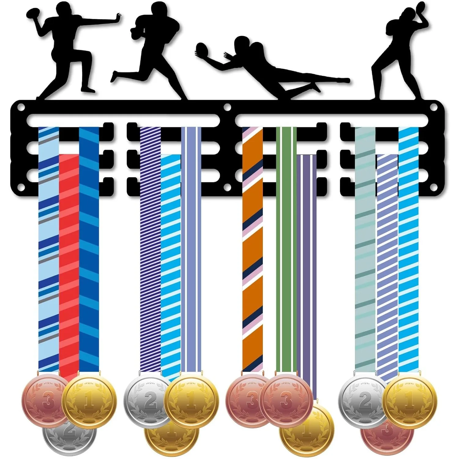 Jiu Jitsu Medal Holder Wall Mounted - 11.4x5.1 Inch Metal Awards Display Rack for Sports Medals