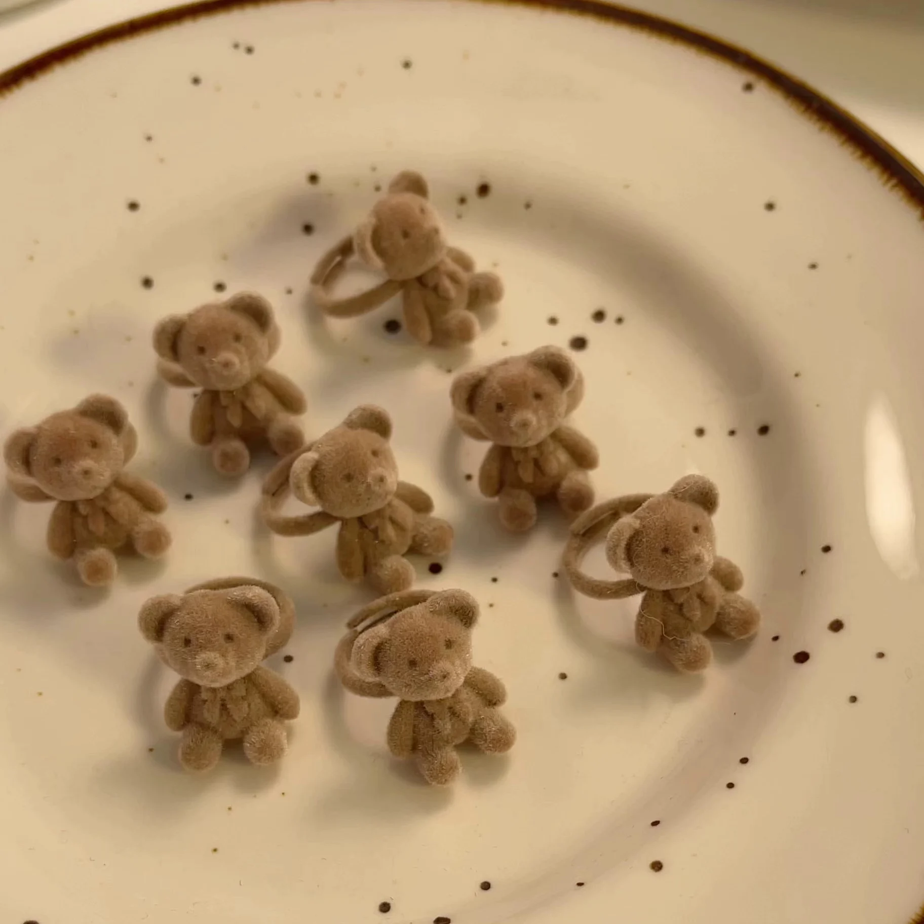 Akın ayılar parmak yüzük tatlı sevimli ayı açık ayarlanabilir yüzükler endeksi yüzük küpe kolye el yapımı peluş ilmek takı hediye