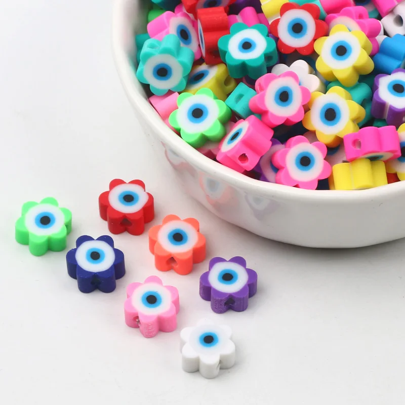 20/50/100pcs Mix Clay Spacer Beads Loose Flower Evil Eye Beads Polymer Clay Beads For Jewelry Making Diy Bracelet Necklace