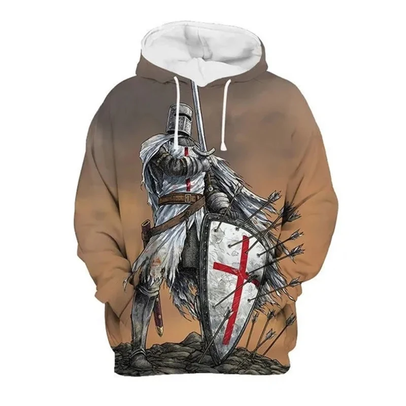 Knights Templar 3D Print Hoodie Men Women Fashion Casual Hoodies Oversized Hoody Pullover Hooded Sweatshirts Kids Tops Clothing