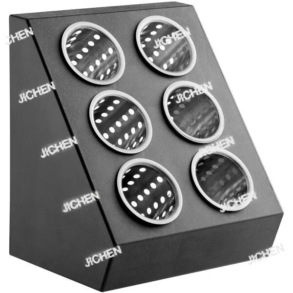 

XH пластиковый ящик для хранения посуды с шестью отверстиями и перфорированным цилиндром из нержавеющей стали, 6-сеточный ящик для хранения ножей и вилок для посуды