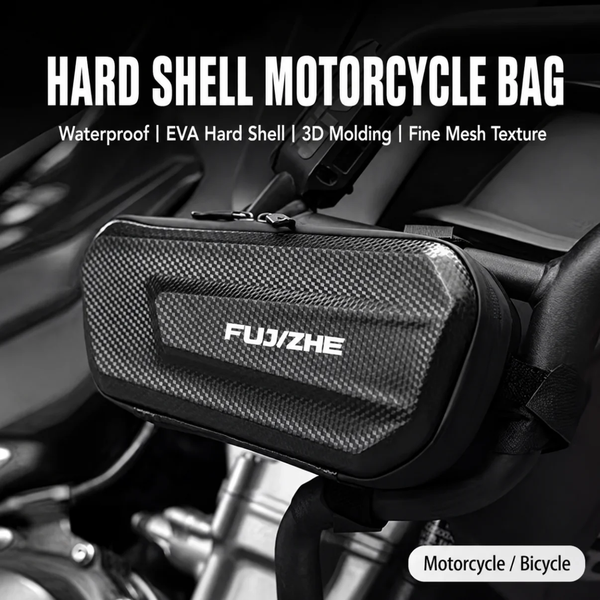 Motorcycle Side Frame Bag – Textured Racing Style, Splash-Proof with Water-Resistant Zipper, Universal for MTB & Cycling