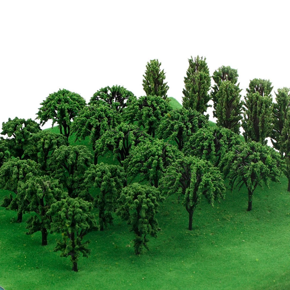 50Pcs 28-70mm 모델 나무 기차 인공 소형 나무 철도 장식 풍경 건물 풍경 DIY 액세서리 장난감