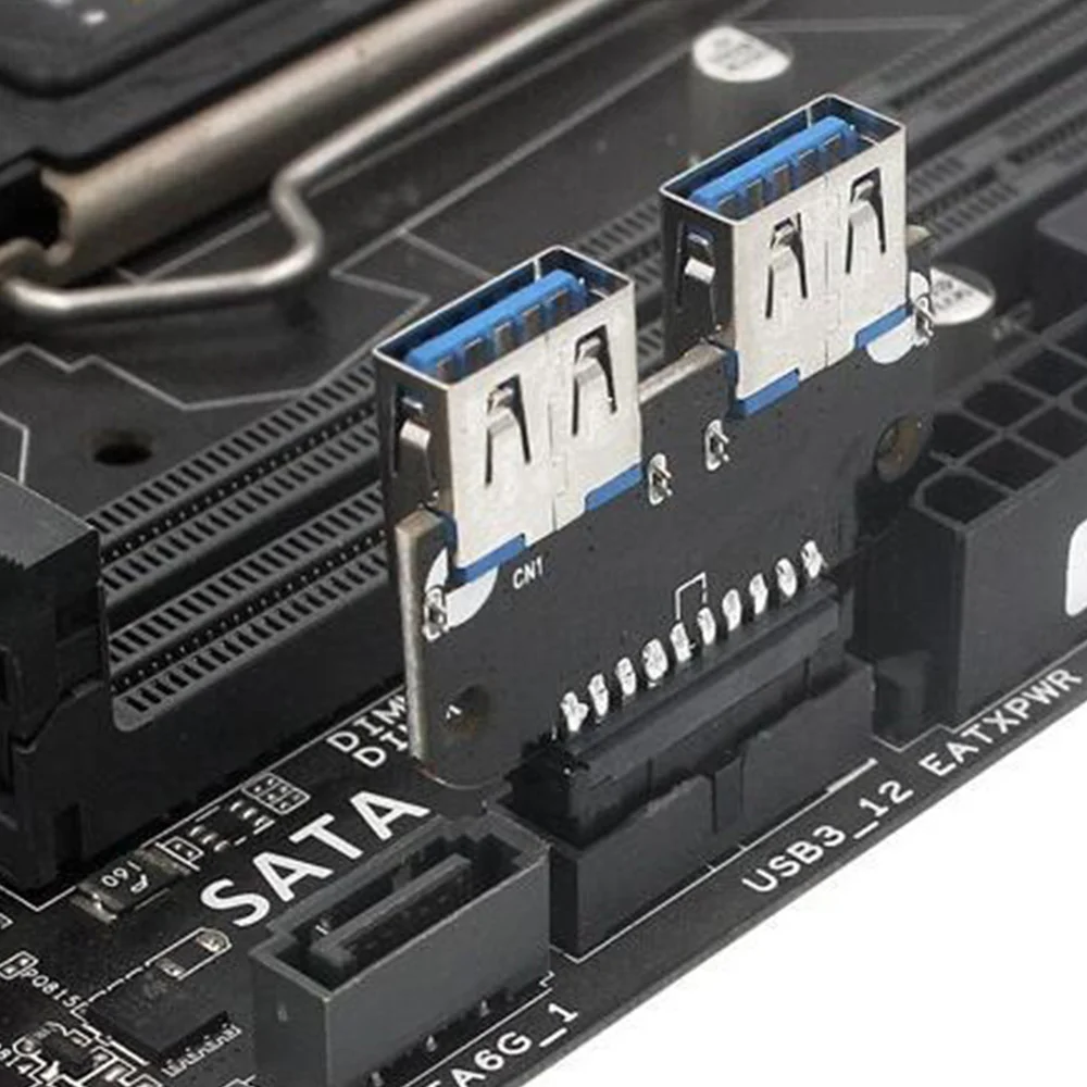 USB A Conector Fêmea para Desktop Motherboard, 20Pin para Dual USB 3.0 Adaptador, Cabeçalho 19 P, 2 Portas, PH22