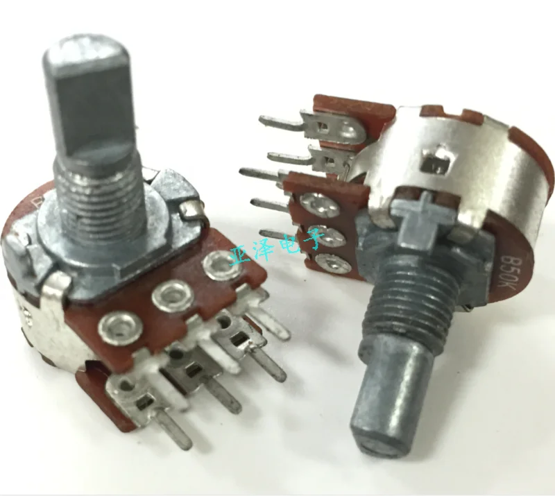 2PCS/lot Sunway 16 Dual Amplifier Dual Channel Midpoint Volume Potentiometer B50K Half Shaft Length 15MM