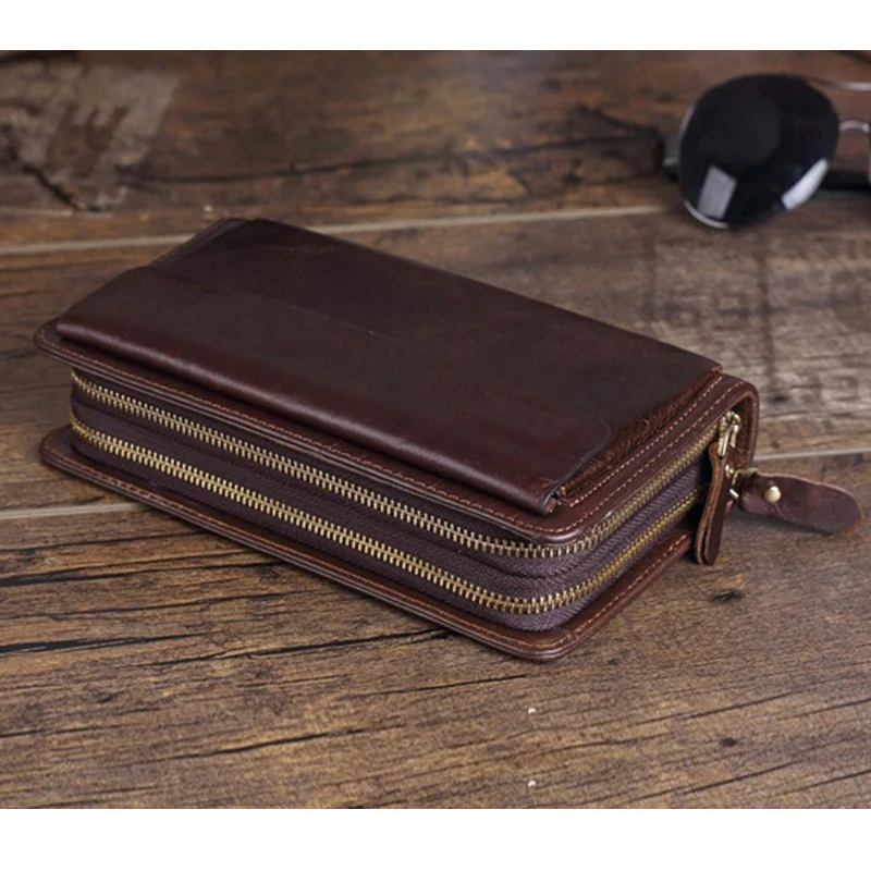 

Luxury Genuine Leather Men Clutch Wallet Male Purse Long Wallet Cowhide Leather Money Clips Bag Large Capacity Money Holder M197