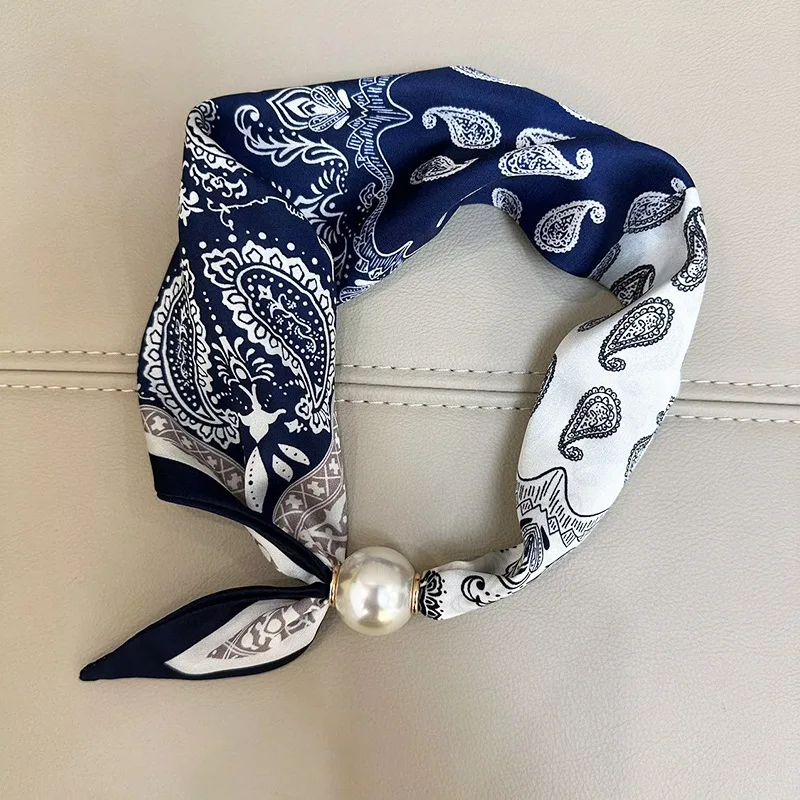 Elegante Parel Staart Magnetische Sluiting Sjaal 2025, Zomer Nieuwe Veelzijdige Ademende Mode Artistieke Accessoire Hals Wrap Sjaals
