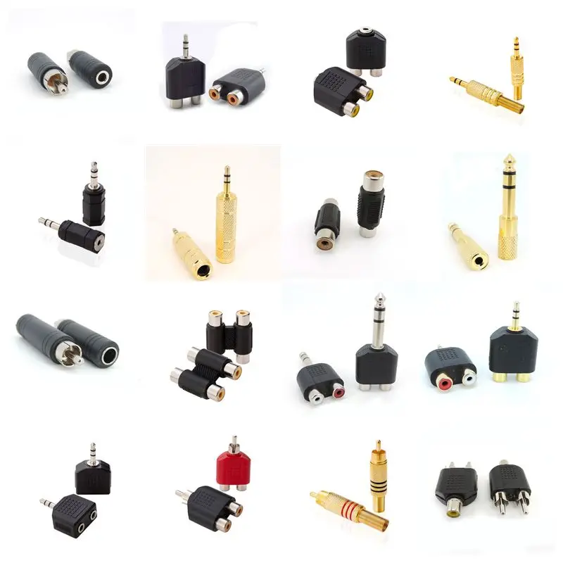 3.5mm adapter Audio M/F plug female Jack to RCA male 6.35mm 6.5mm AV CCTV connector