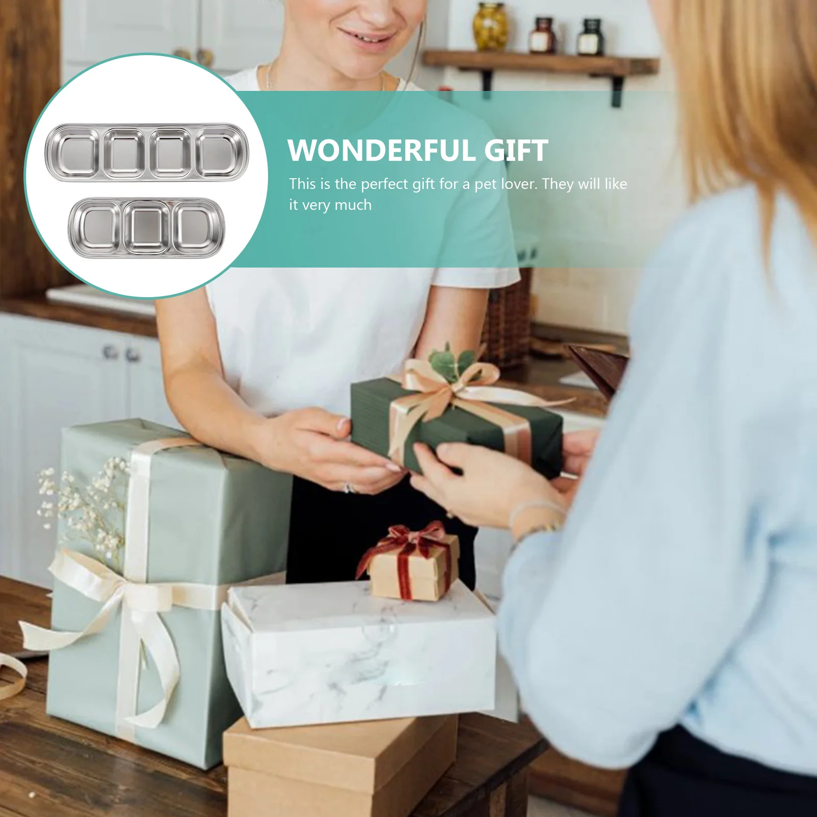 

2Pcs Stainless Pet Feeding Plate Multi-Grid Fodder Tray Small Hamster Food Plate Durable Pet Feeding Supply Fodder Tray