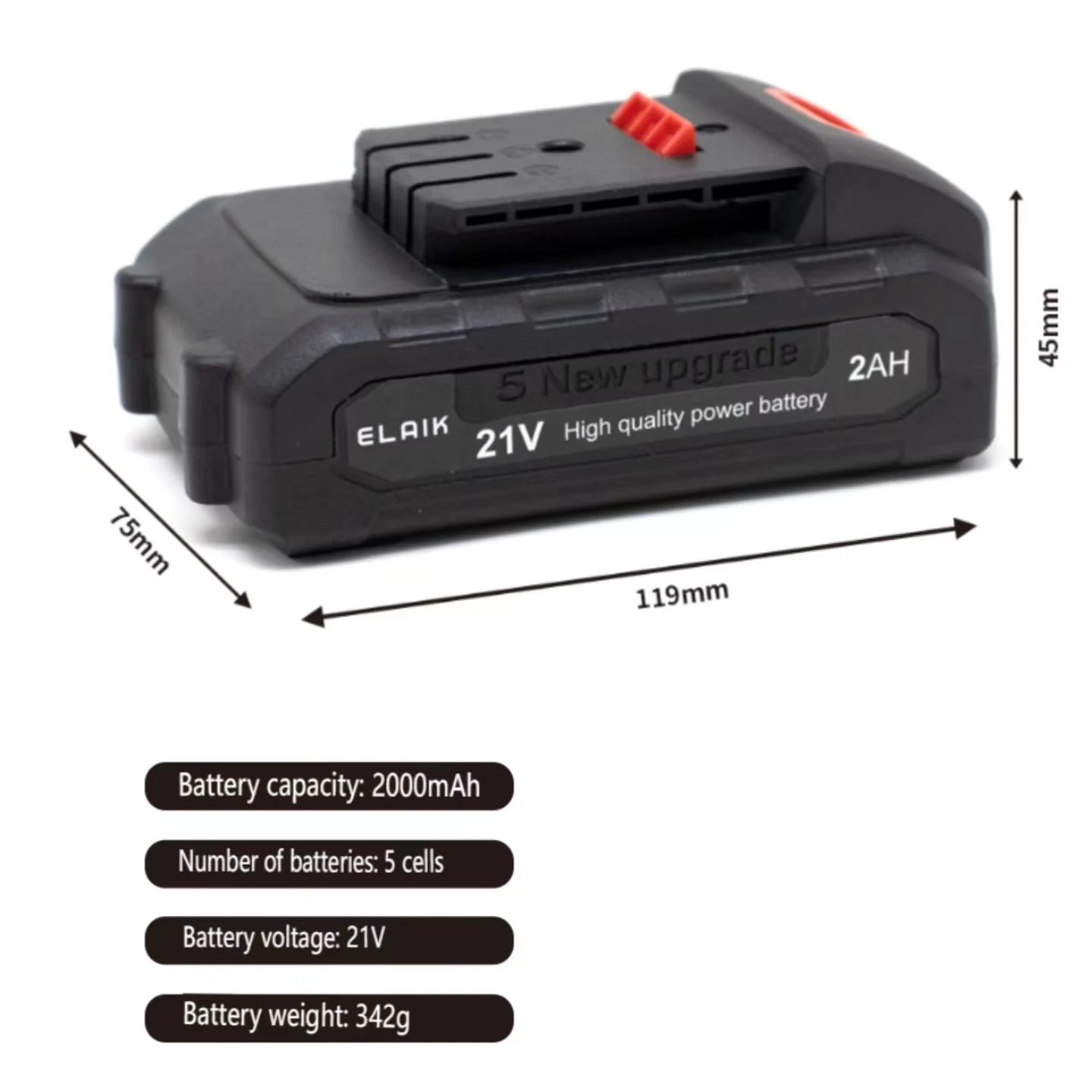 New 21V 2000mAh 18650 Lithium Rechargeable Battery For Cordless Wrench Electric Screwdriver Power Tool Electric Drill Battery Fr