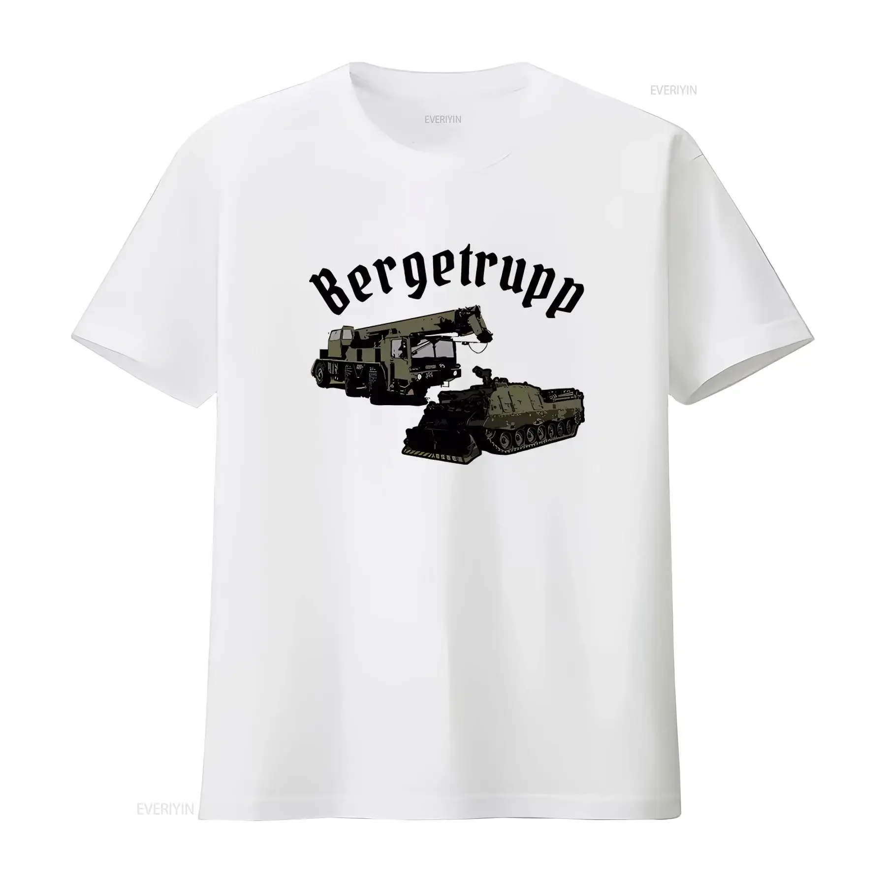 Bundeswehr Pioneer Logistics T Shirt with Tropen Mountain Squad Wheel Crane Design BW Medium 43501 vintage Washed Stretched