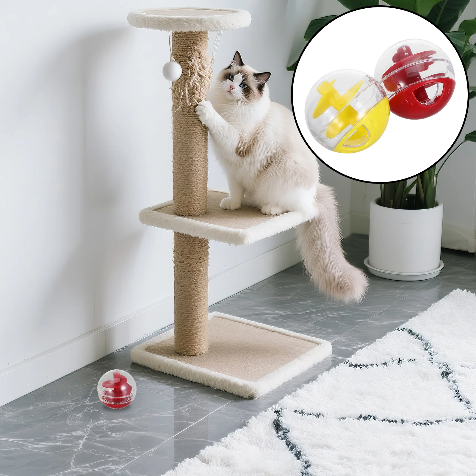 

2Pcs Cat Puzzle Treat Dispenser Interactive Activity Ball Feeder for Indoor Slow Feeding Enrichment Iq Training Exercise