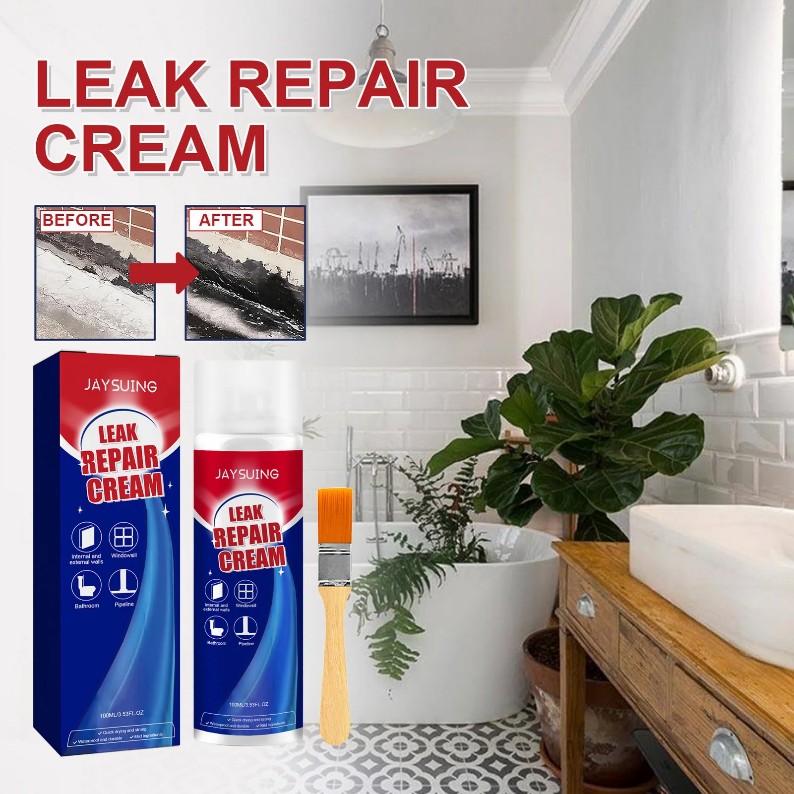 Leak Repair Waterproof Sealant Instant Leak Sealing Multipurpose Ceramic Repair Agent Suitable for Toilet Leakage Window Sill