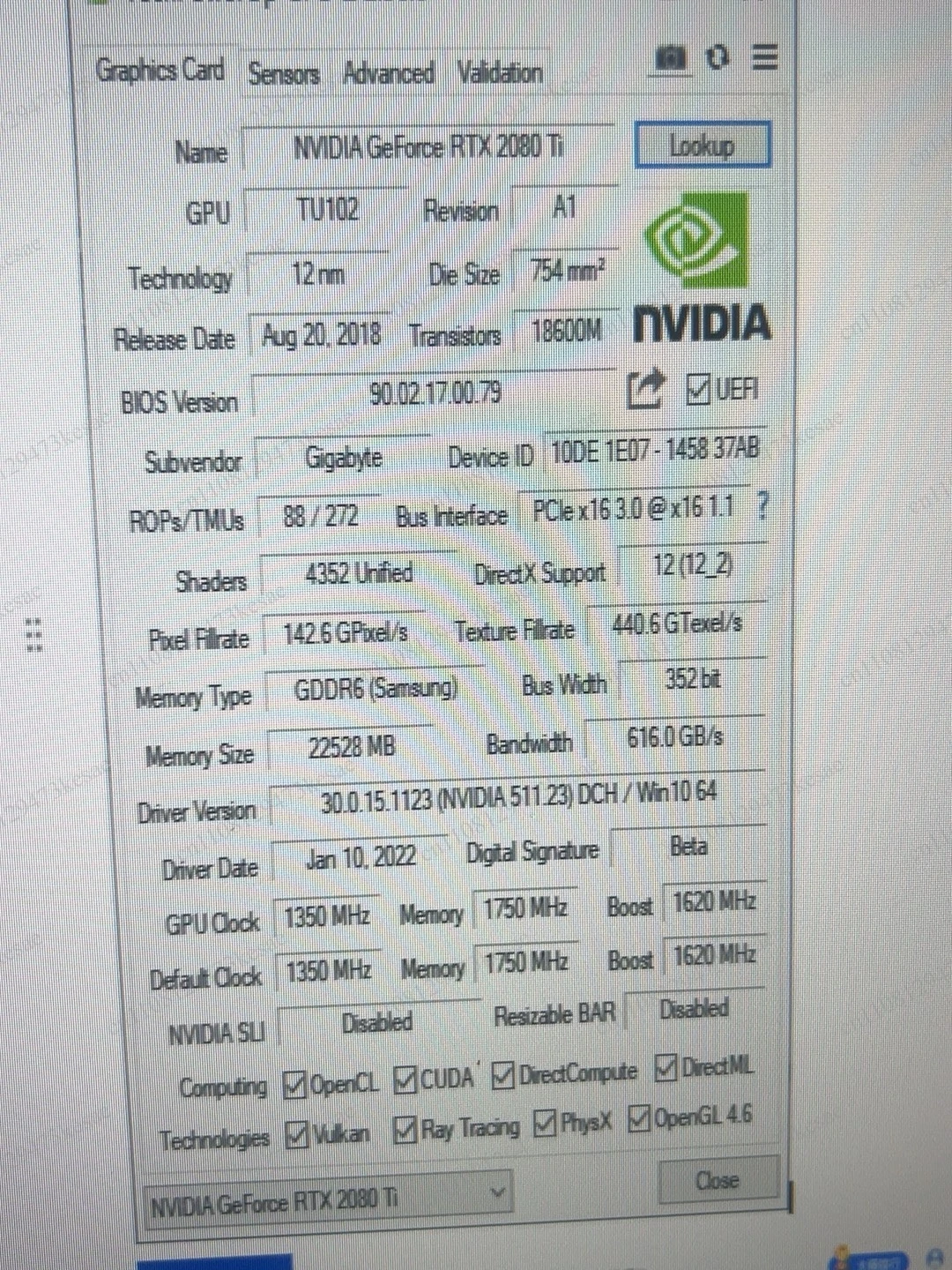 for RTX 2080 Ti 22GB Graphics Card TU102-300A Core Modified VRAM Fully Functional Tested OK for AI Rendering