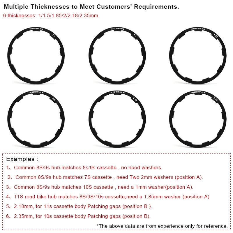 3Pcs Bicycle Hub Washer For 7 8 9 10 11 Speed Bike Bottom Bracket Spacers Flywheel Cassette Gasket 1/1.5/1.85/2/2.18/2.35mm