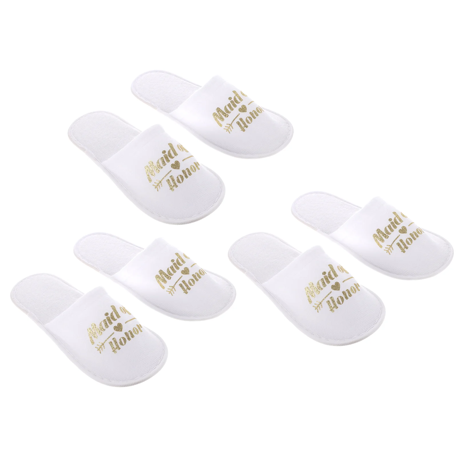 

3 Pairs Women's Slippers Bridesmaid Party Footwear Cloth Closed-toe Golden Wedding