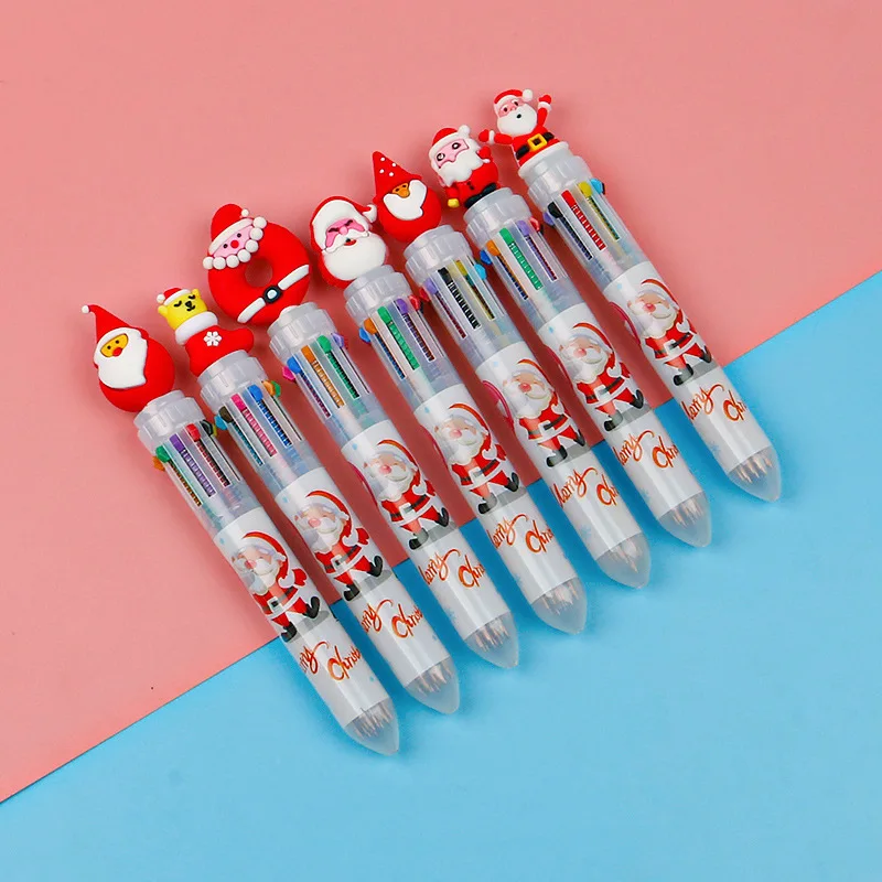 Imagem -06 - Kawaii Caneta Esferográfica Retrátil Bonito Papai Noel Presente de Natal Caneta Rollerball Escola e Escritório Papelaria 10 Cores 20 Pcs por Lote