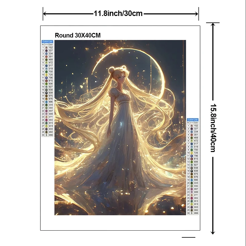 2024 Nowy zestaw do malowania diamentów 5D DIY Sailor Moon Young Girl Diamond Embroidery Color Oil Painting Hand DIY Mosaic art home decor