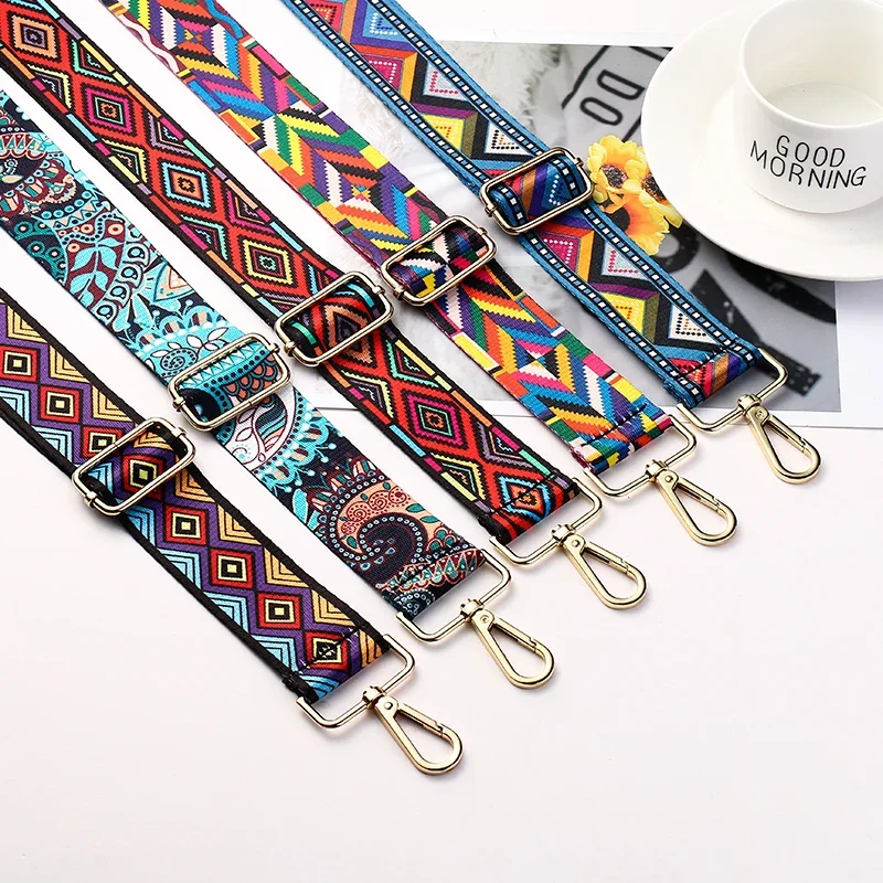 Stylish Colorful Ethnic Wind Wide Shoulder Strap Ladies Bag Accessories Adjustable Single Crossbody Straps