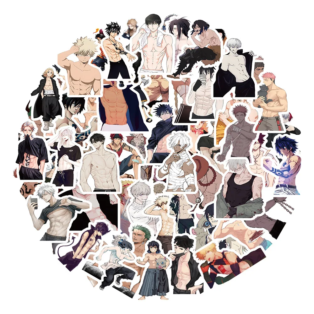 10/30/60PCS Anime Naked Muscle Man Stickers Decoration Suitcase Laptop Scrapbooking Phone Stationery Japan Manga Kid Toy Sticker