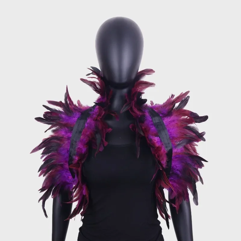 Gothic Feather Shawl Halloween Party Ball Show Feather Accessories Cape