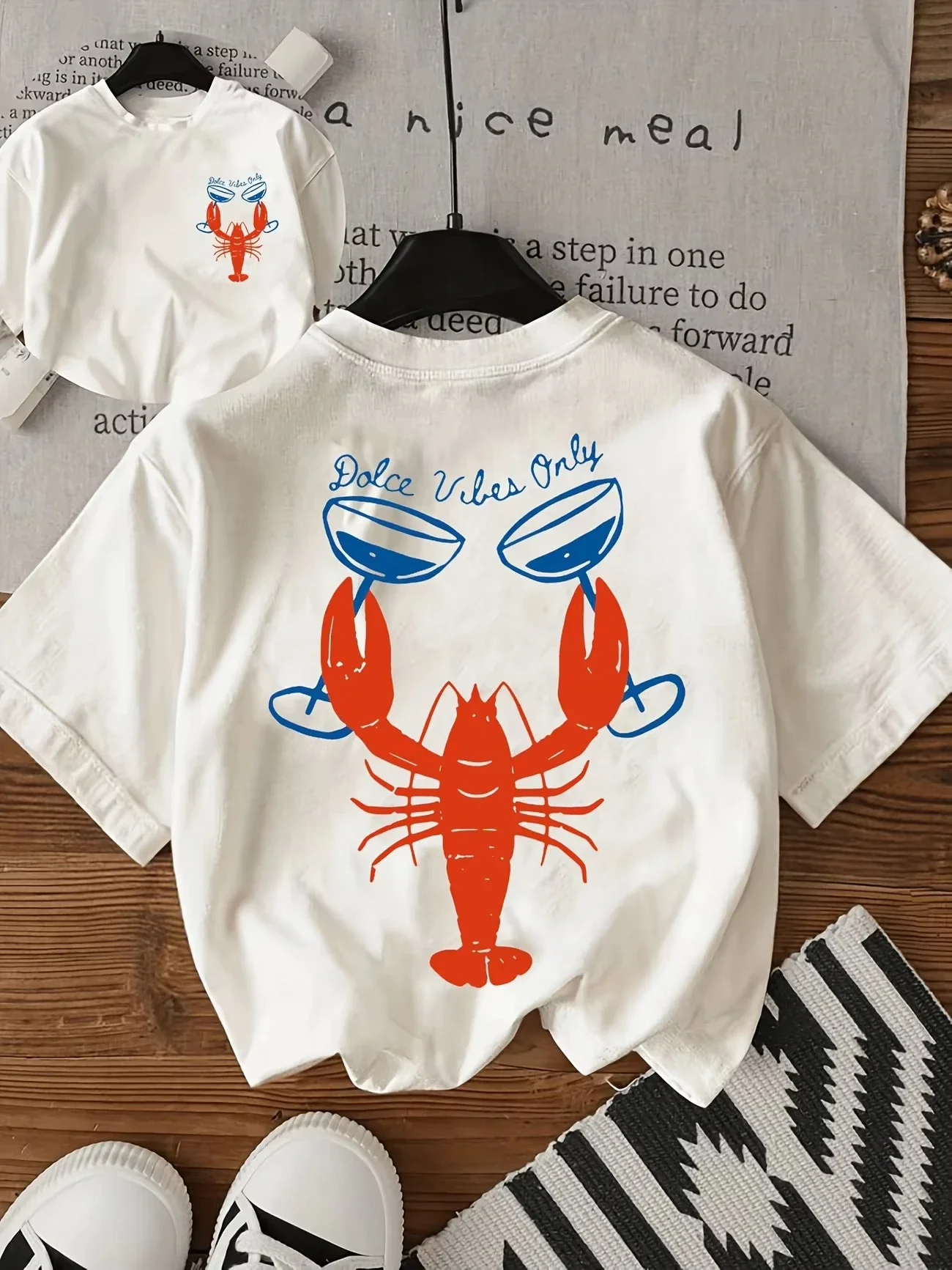2026 Summer Women Retro Comfort Lobster Graphic T-Shirt Unisex Short Sleeve Streetwear Lobster Lover Tee Tops