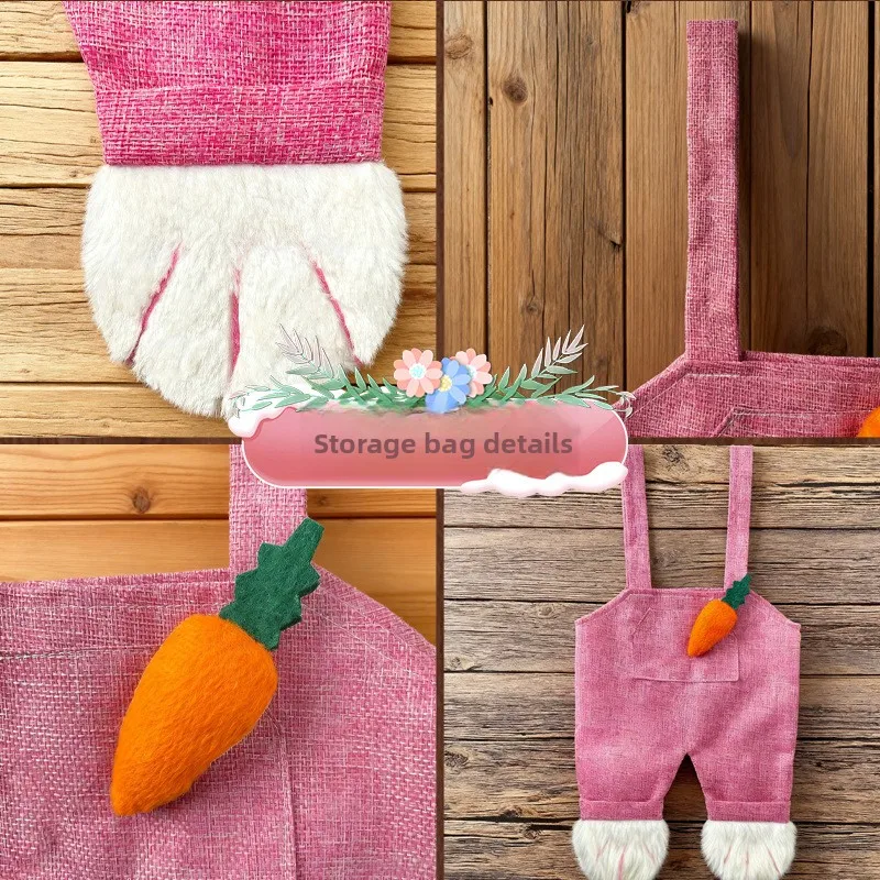 1pc Easter Bunny Overalls Storage Bag Children's Candy Party Gift Cute Styling Storage Supplies