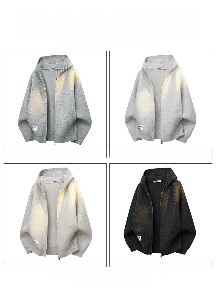 PaulFrank Retro Lazy Sle Knitted Open Cardigan Men's Casual  Color Hoodie Sweater Jaet Soft Comfortable Polyester Blend