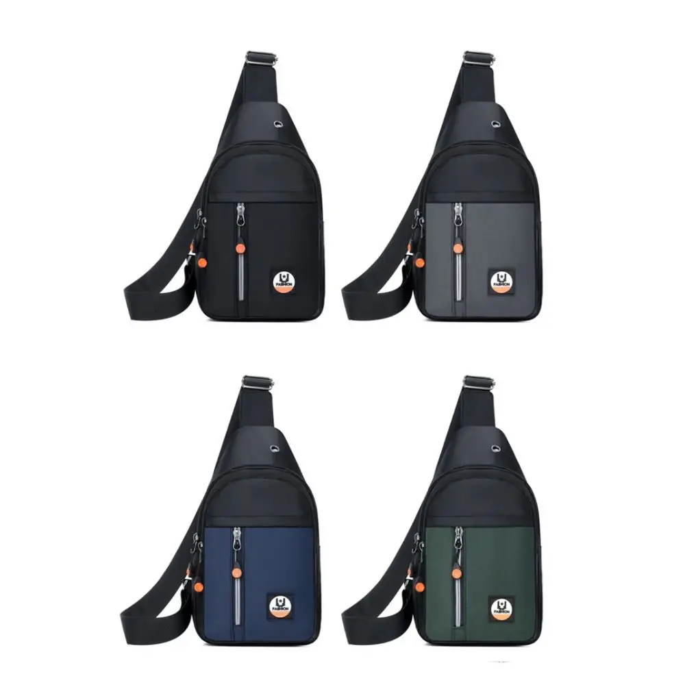Oxford Cloth Men's Chest Bag Large Capacity Single Shoulder Outdoor Waist Bag Adjustable Strap Multipocket Sports Walking Bag