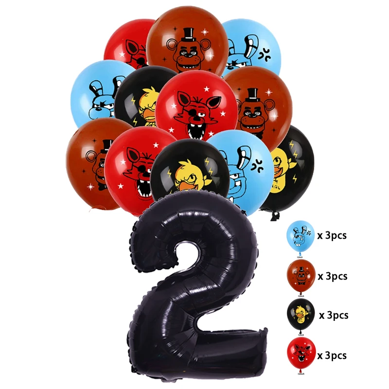 Vijf Nachten Op Freddy's 2 Cartoon Latex Ballonnen Set Feestdecoratie Verjaardag Nummer Ballon Anime Beer Fotografie Props Speelgoed