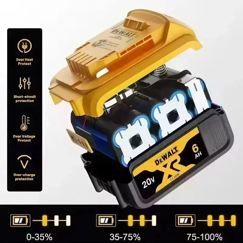 DeWALT Original Battery 20V/60V 6Ah 9Ah MAX FlexVolt for DCB606 DCB205 DCB206 DCB209 DCB182 Power Tool DCD805  DeWALT Battery