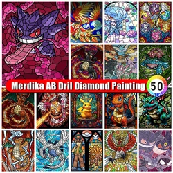 Merdika AB Diamond Painting Pokemon New 2023 Cartoon Children Gift Diamond Mosaic Anime Embroidery Kits Home Decor New 2024