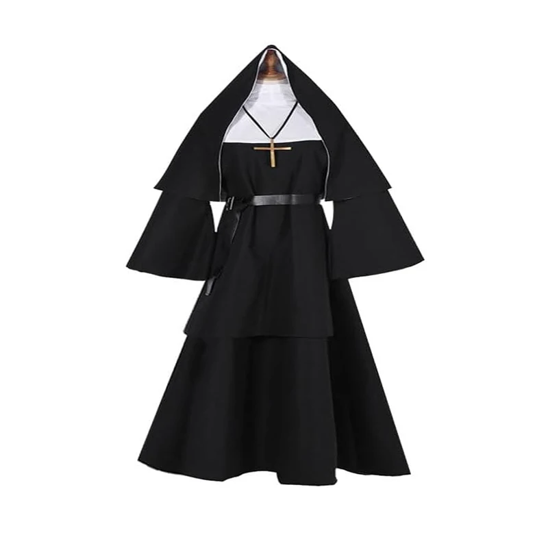 The Nun Cosplay Costume Horror Films Cosplay Cross Ghost Halloween Costume The Conjuring Black Women Halloween Costume