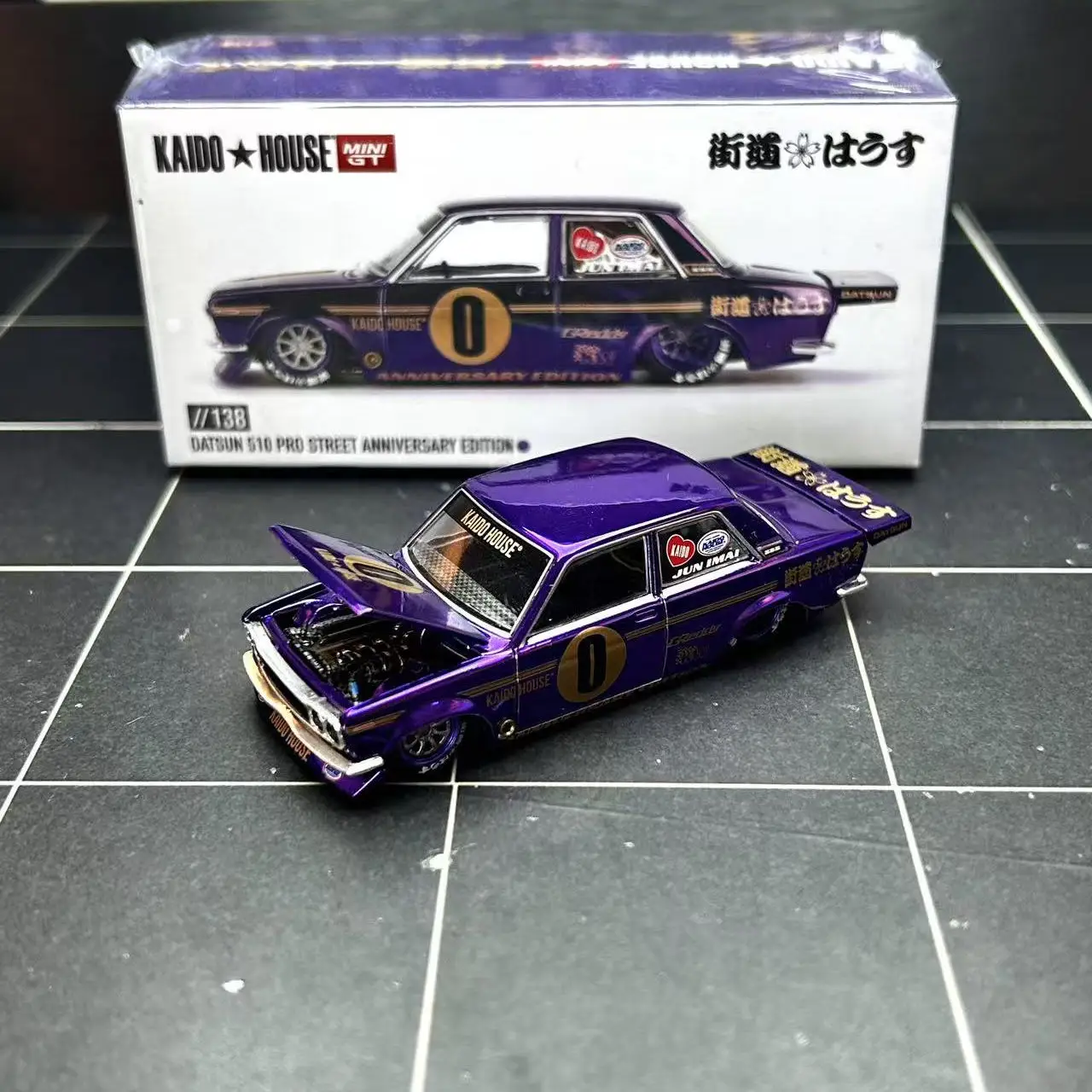 Diecast 1:64 Scale Nissan Datsun 510 Kaido House Open-cover Alloy Car Model Collectible Toy Gift Souvenir Display Ornament