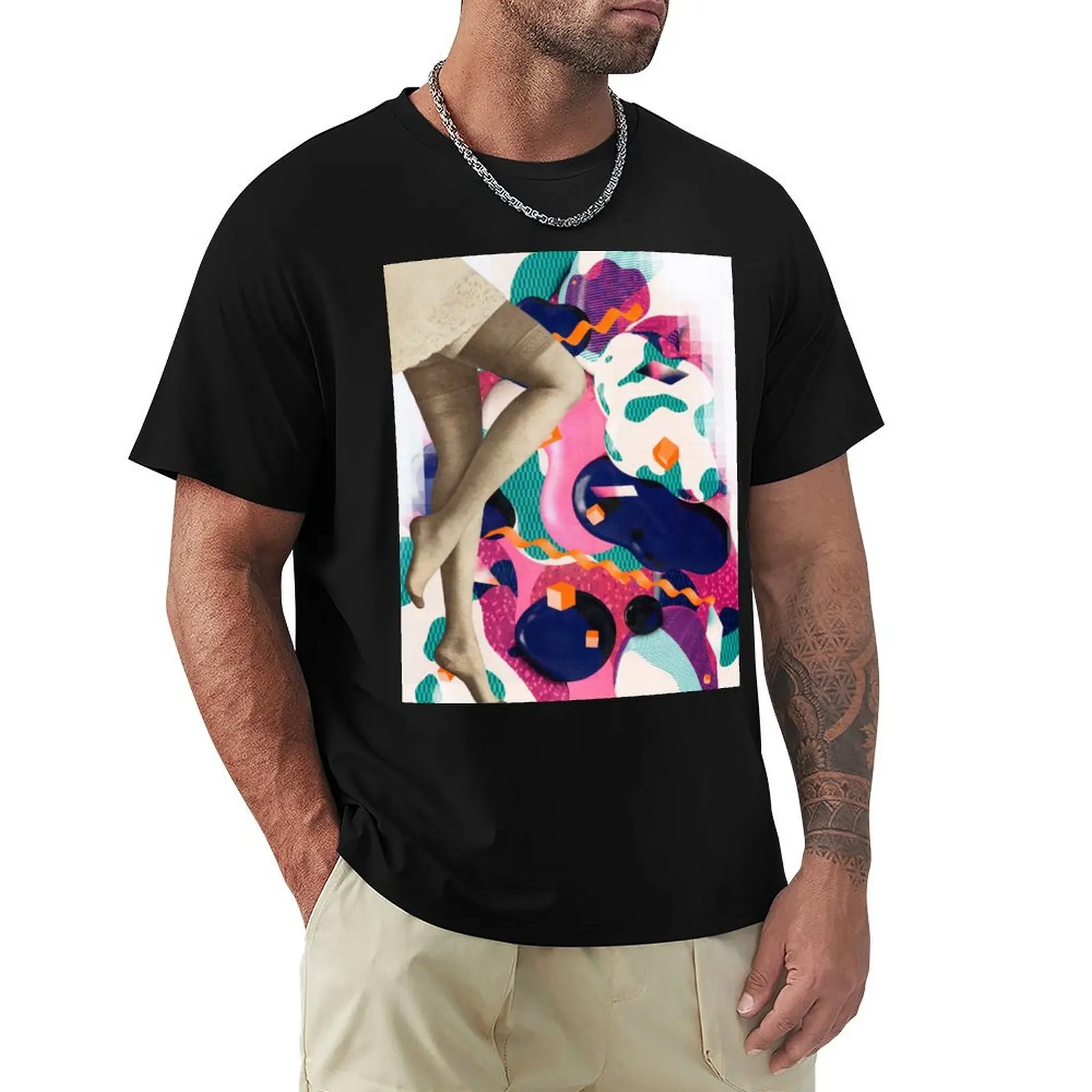Vintage Stockings T-Shirt Basic Solid Tee for Daily Use