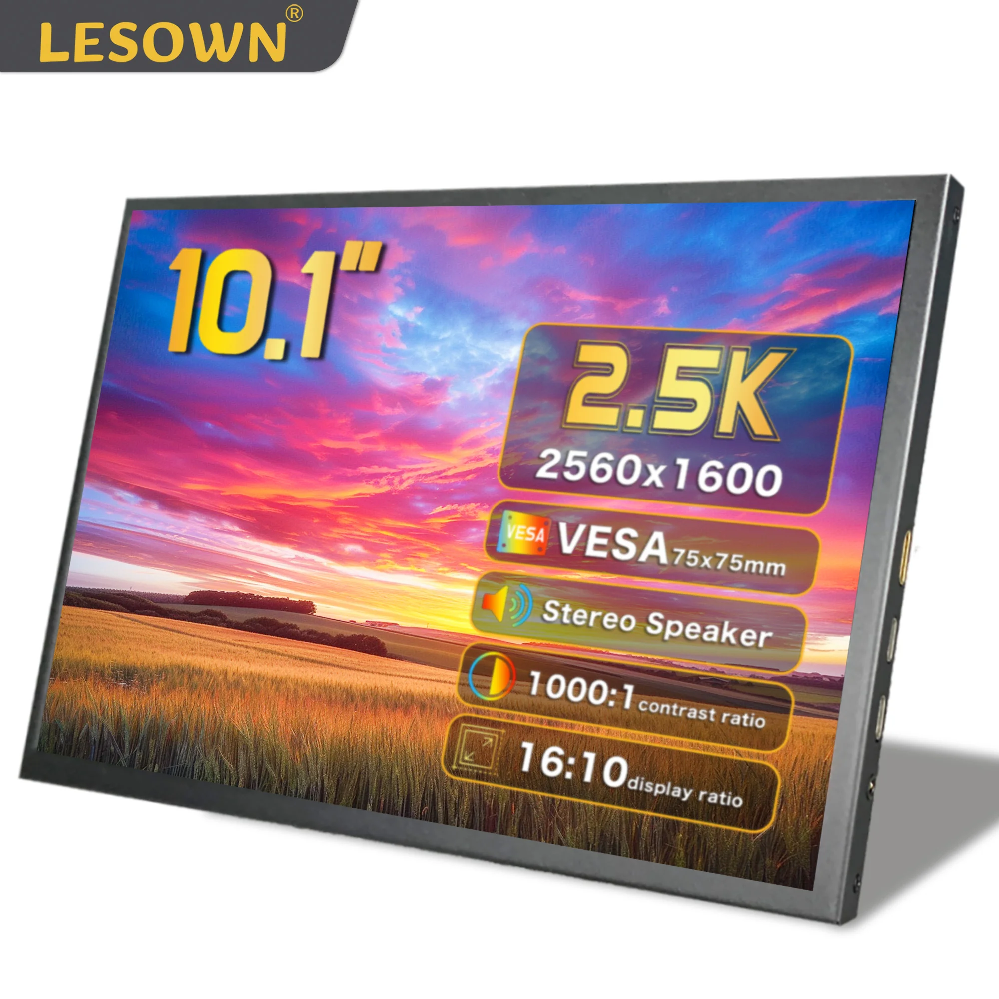 

LESOWN 10,1-дюймовый дорожный монитор USB-C 2560x1600 IPS Ультратонкий внешний дисплей для портативных ПК Мобильные устройства Развлечения для путешествий