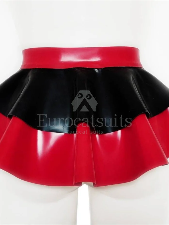 تنورة نسائية مطاطية مخصصة من اللاتكس الأزرق مع تصميم كتلة الألوان وأبازيم قابلة للتعديل لملابس الحفلات