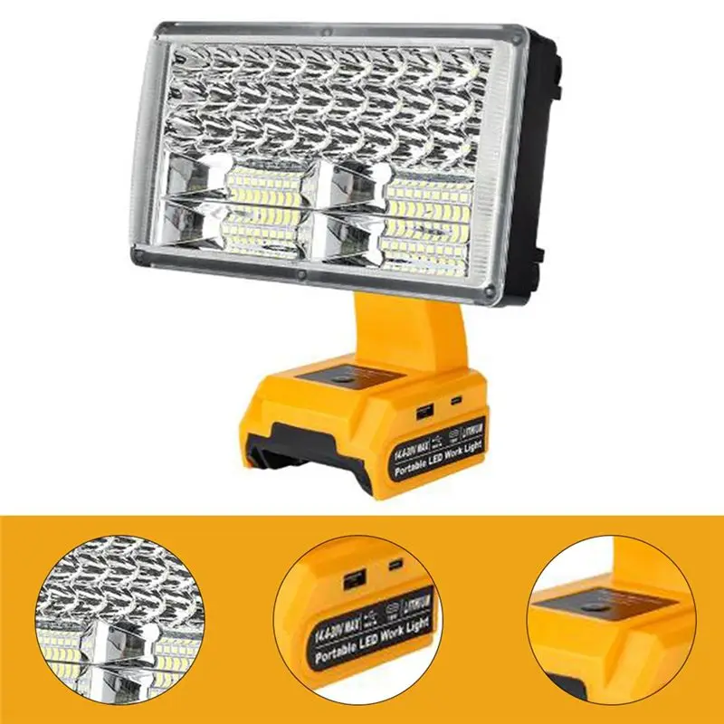 A20F-For 14.4-20V Lithium Batteries LED Work Light 30W 3300LM Jobsite Light Cordless Handheld Spotlight