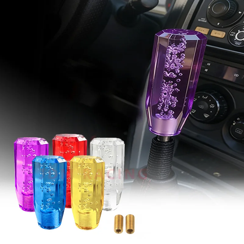 10cm Auto-Schaltknauf aus Acryl, Transparent mit Zufälligem Blasenmuster, Sportlicher Griff, Schaltknauf für Manuell/Automatik, Universell