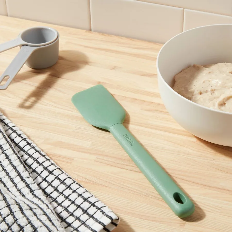 Gray Kitchen Nylon Spatula, Heat Resistant Non‑Scratch Cooking Utensil with Soft Grip Handle