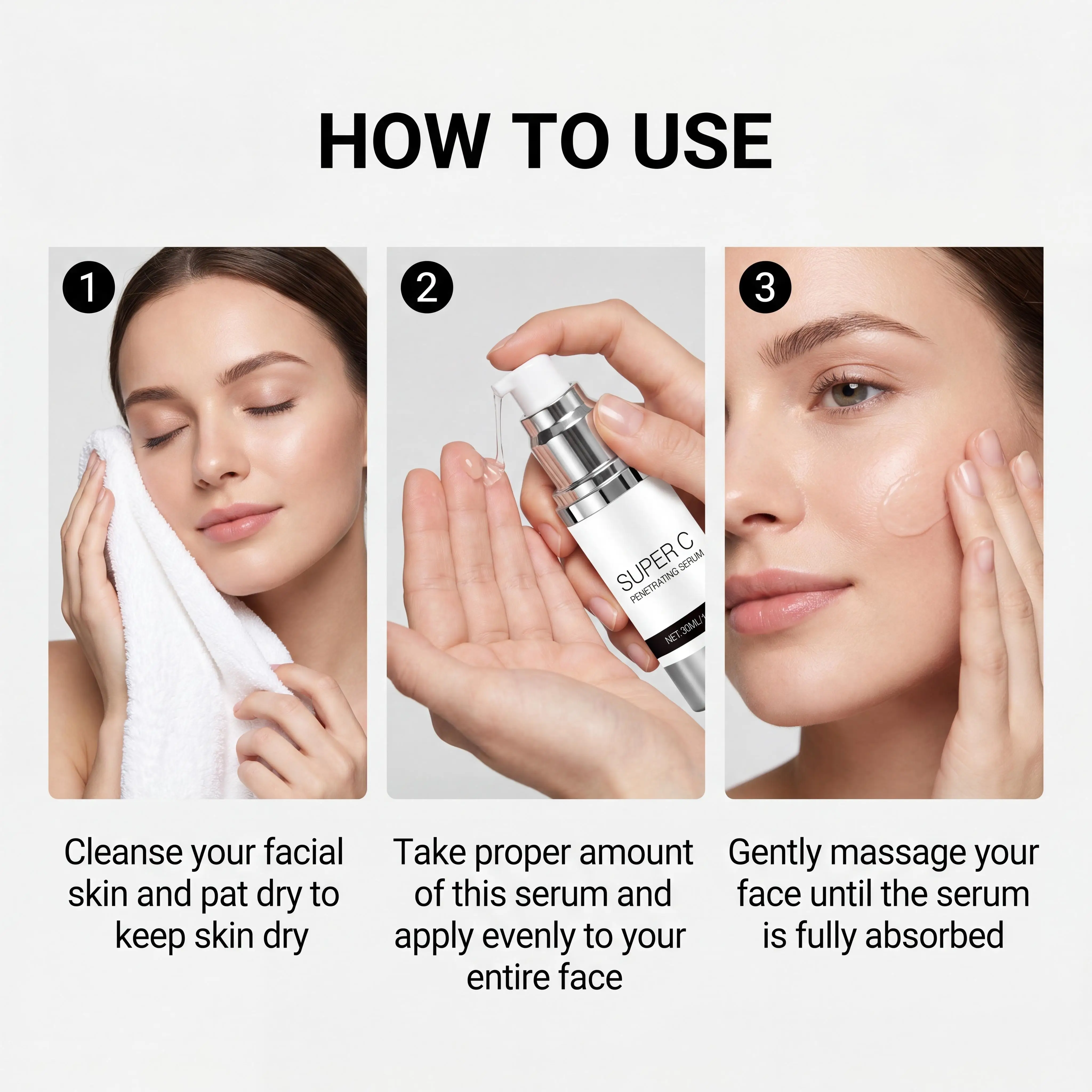 Vitamin C Facial Essence Firming Shrink Facial Pores Fade Dark Spots Repair Skin Anti Aging Super Vitamin Essence Face Skin Care