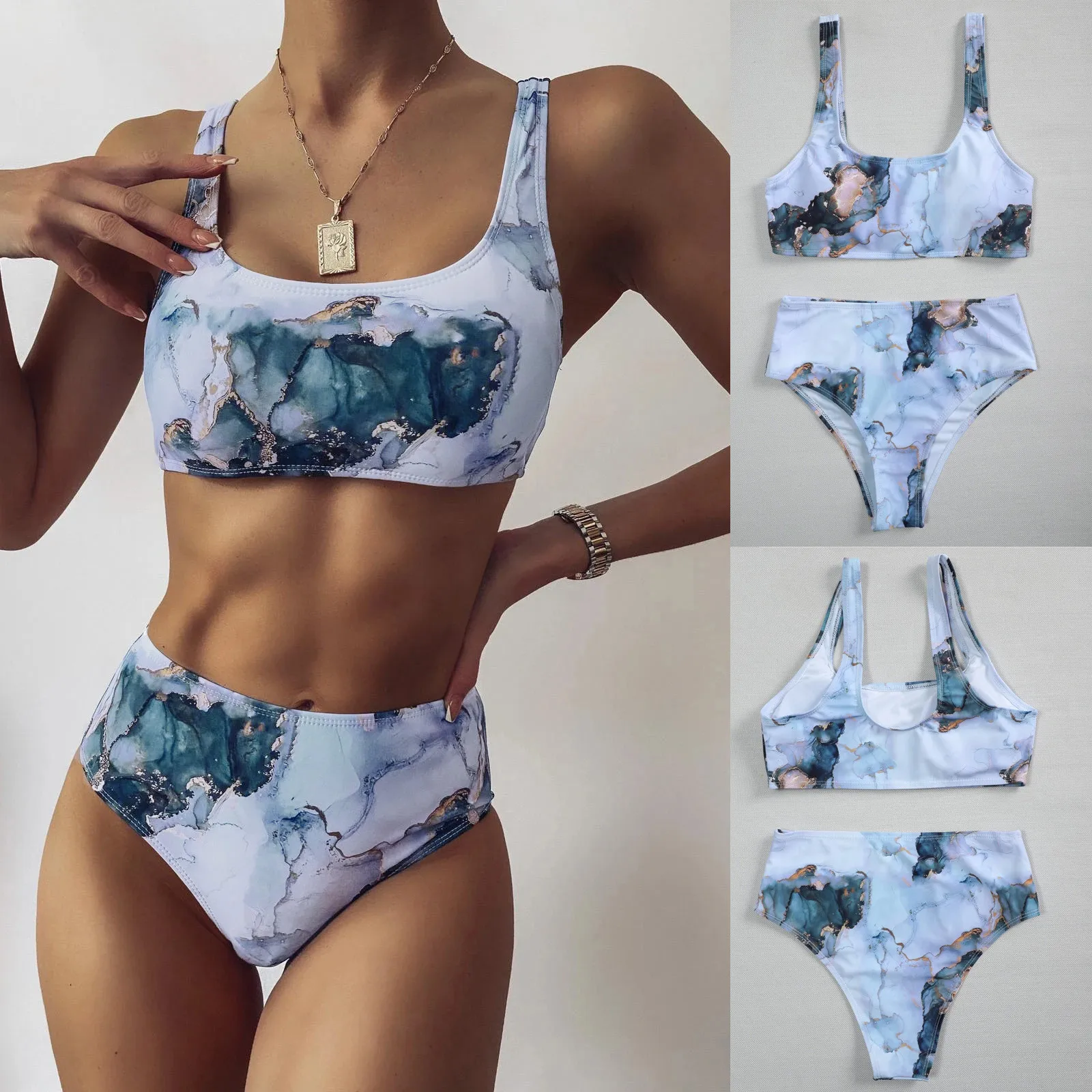 Women Striped Push Up High Cut Hight Waist Bikini Set Two Piece Swimsuit Bikini Sexys Atrevidos Conjunto Mujer Слитные купальни