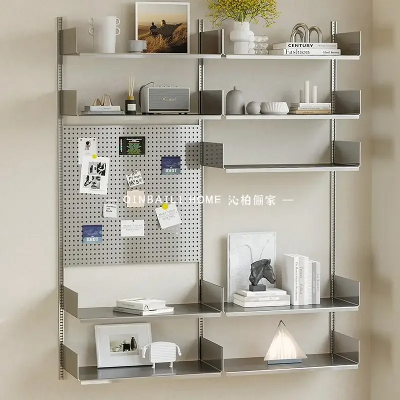 Medieval stainless steel wall hanging wall floating track baffle hole plate display storage rack
