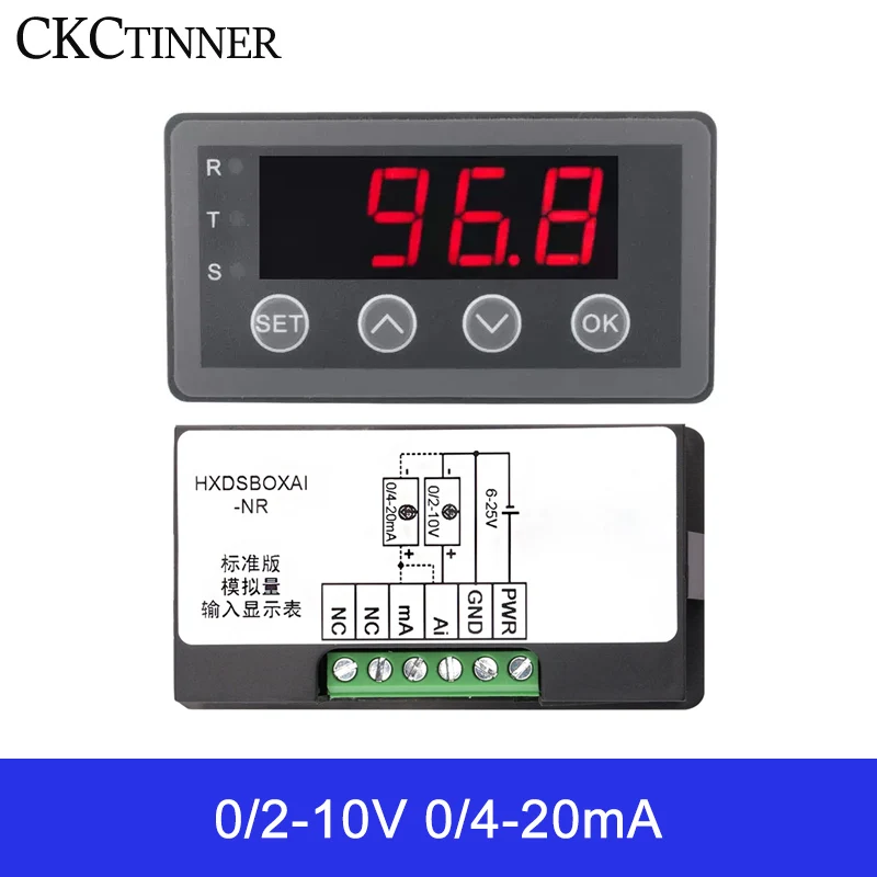 DC 0/2-10V 0/4-20mA Analog Input Display Meter  Digital Display Meter Table HXDSBOXAI-NR/485/RL Version Analog Meter