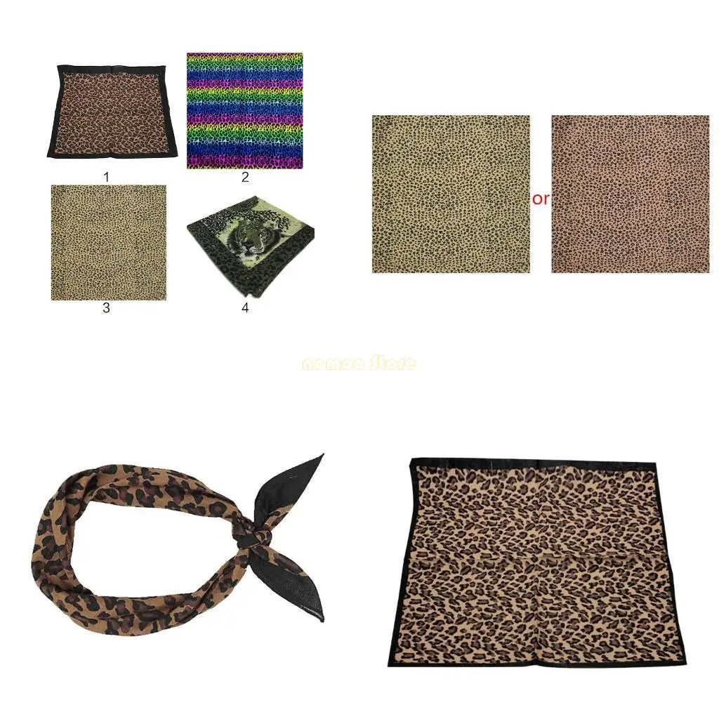 

31BF Богемный винтажный хлопковый квадратный шарф унисекс с леопардовым тигровым принтом для езды на велосипеде на открытом