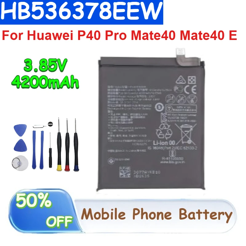 

HB536378EEW 3.85V 4200mAh Rechargeable Li-ion Polymer Battery for Huawei P40 Pro Mate40 Mate40 E Mobile Phone Batteries